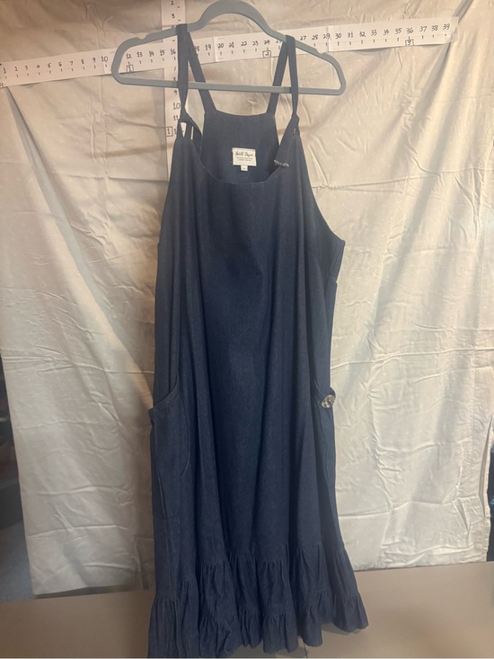 Heart’s Desire Bespoke Handmade Dresses & Skirts - Undyed Navy Linen Denim Blend Ruffle-Hem Sundress